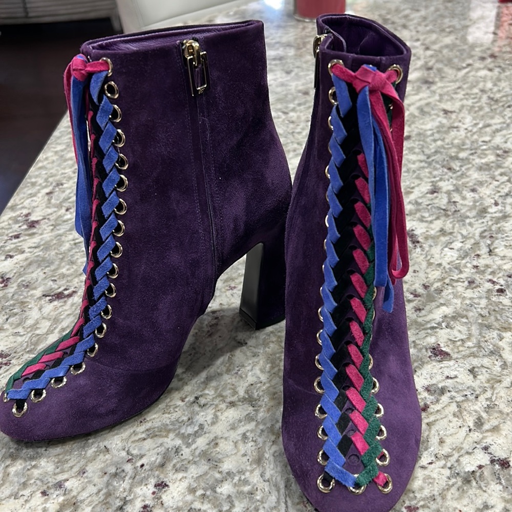 Roger Vivier purple suede boots size 38
